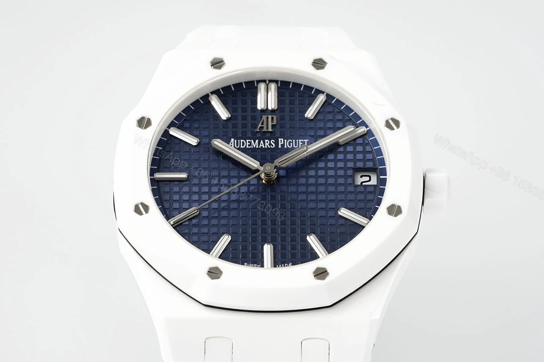 View 3 of Audemars Piguet Royal Oak 15500 White Ceramic 41mm Blue Dial APSF A4302 Super Clone