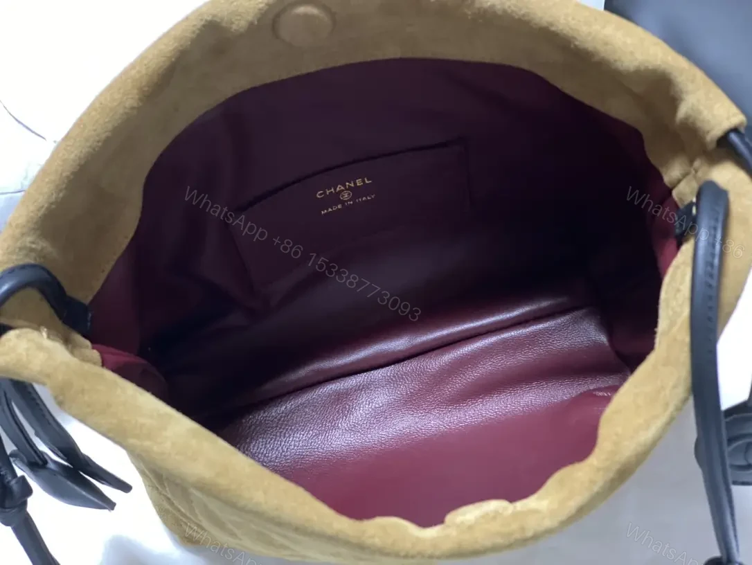 View 3 of Tan/Suede Leather Quilted Shoulder Bag Chanel Logo Accent Bag