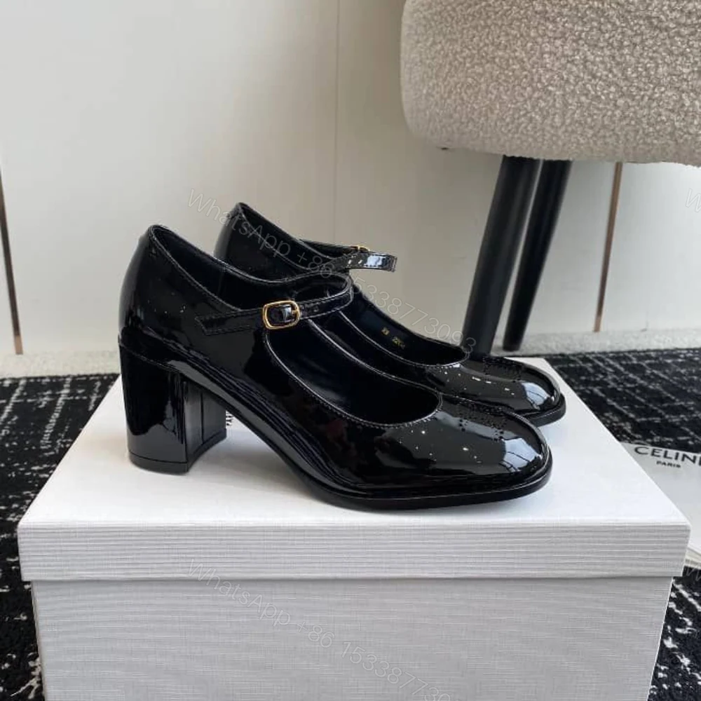 View 2 of CELINE LILY PERFORATED TRIOMPHE BABIES IN PATENT BLACK 360314582C 38NO
