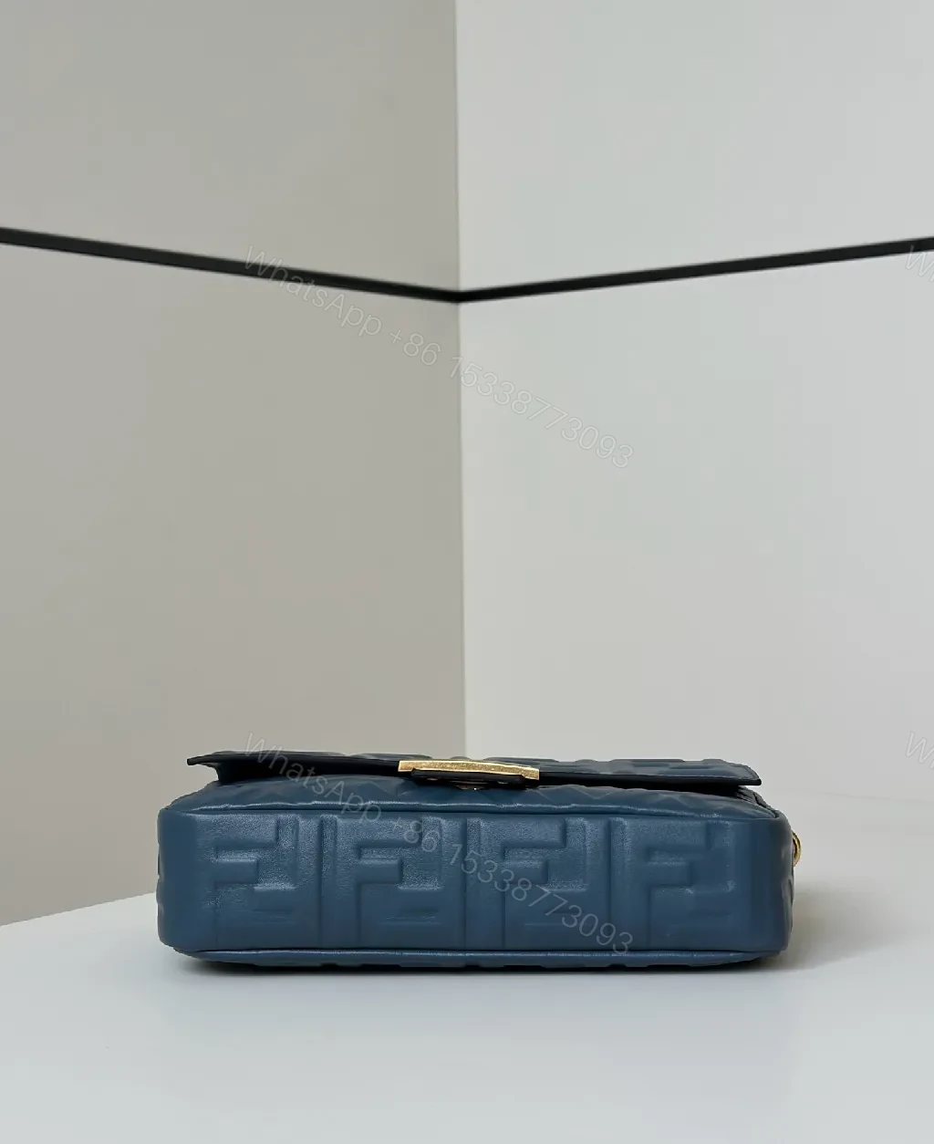 View 8 of Chic Structured Crossbody in Monogram Texture Gold Hardware