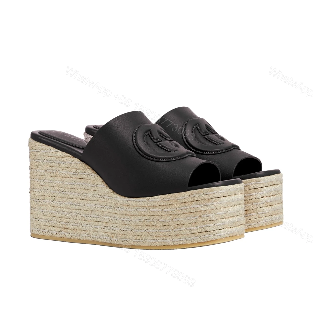 GUCCI WOMEN’S INTERLOCKING G SANDAL BLACK — view 1