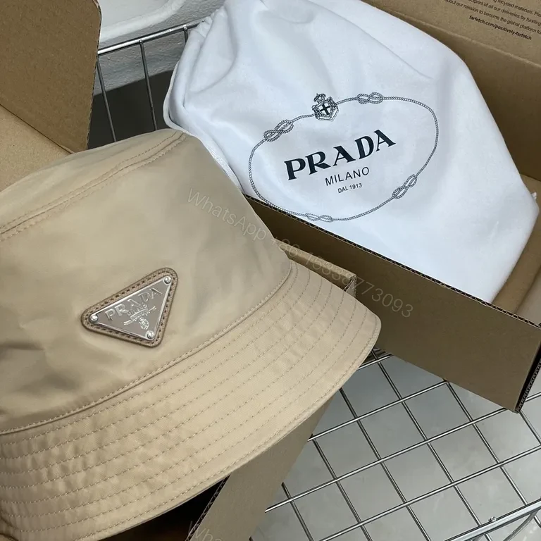 View 8 of Beige Prada-Inspired Bucket Hat: Luxe, Sun-Smart Elegance