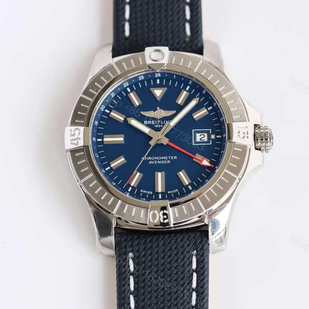 V7 Factory Breitling Avenger Automatic GMT 45 – Blue Dial with Stainless Steel Case and Black Strap — view 1