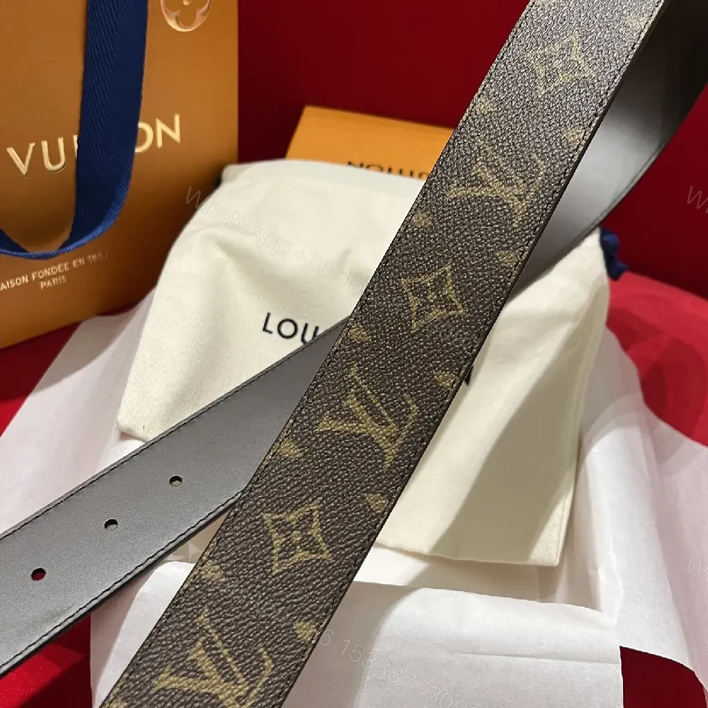 View 4 of Elegant Monogram Leather Belt: Durable Luxury Accessory