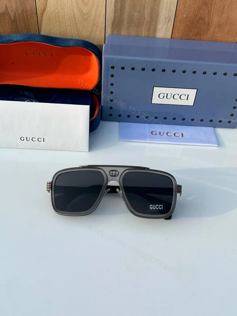 View 2 of First Copy Gucci Aviator Sunglasses Black Frame Grey Lens