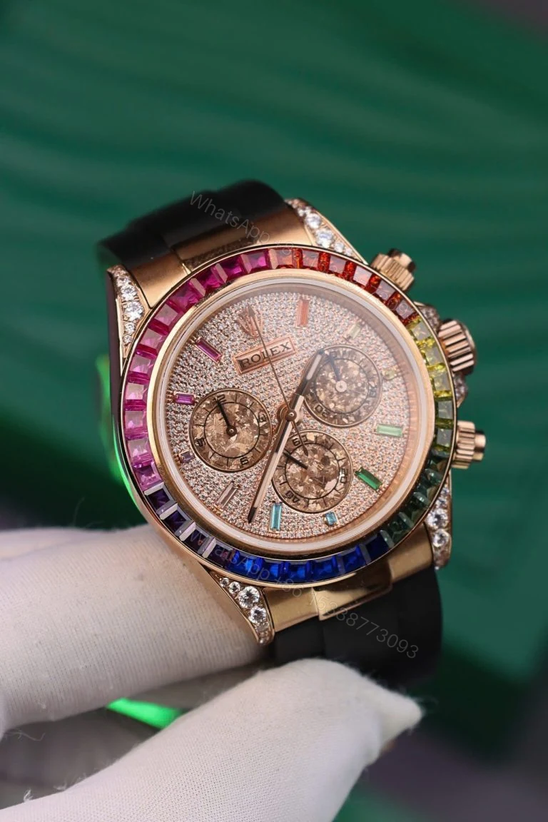 View 3 of Daytona 40mm Super Clone Rainbow Bezel Rubber Strap