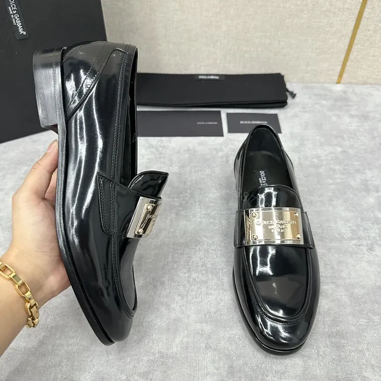 View 3 of Polished Leather Loafers with Metallic Accent â€” Bold Comfort Shoes