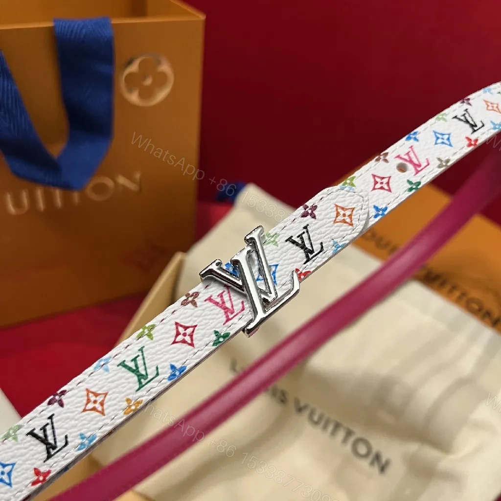 View 2 of Colorful Monogram Rainbow Belt — Luxury Coated Canvas Belt