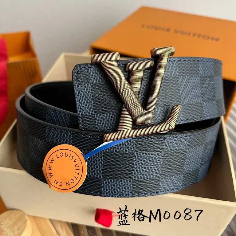 View 2 of Bold LV Checker Belt: Lux Durable Everyday Accessory