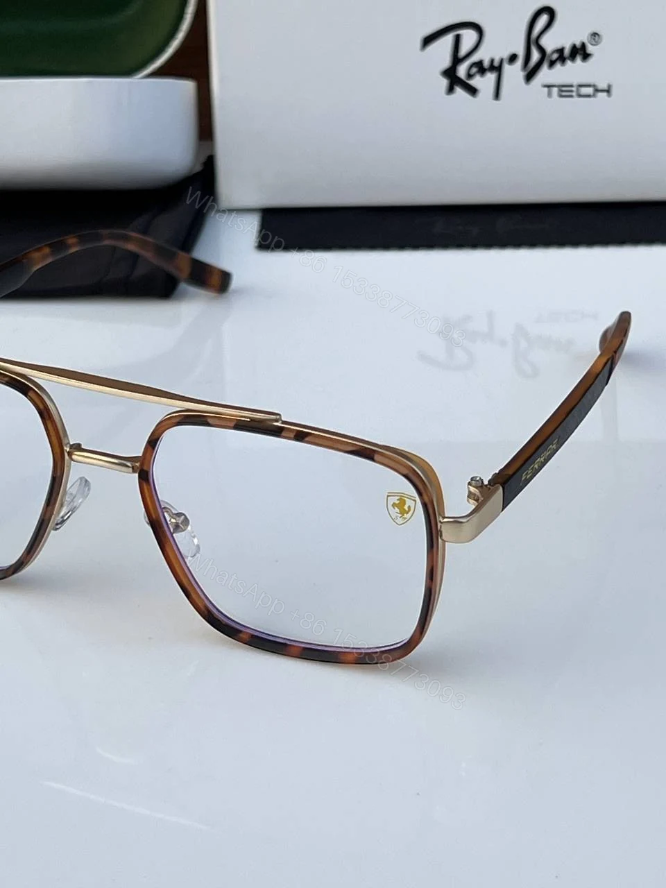 View 5 of First Copy Rayban 6830 Gold Tiger Plano Luxury UV Protection Sunglasses