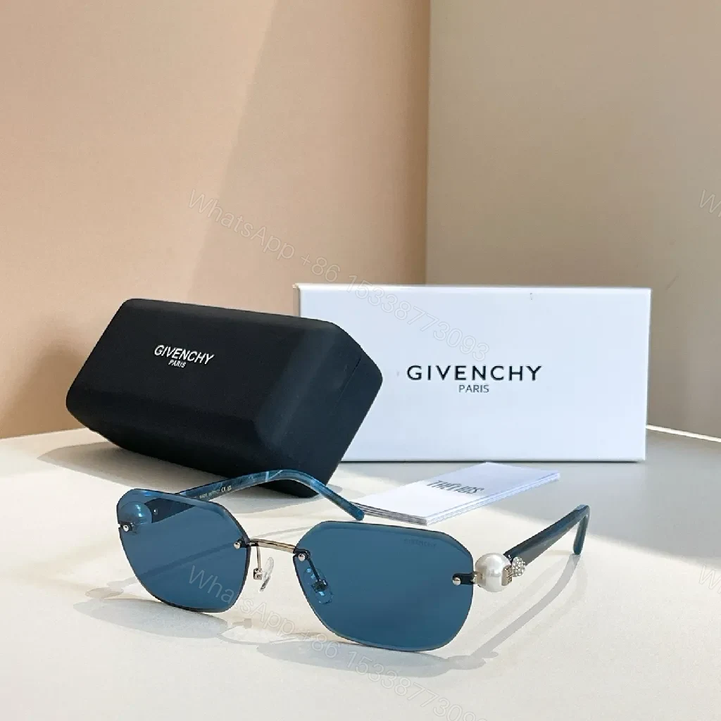 View 3 of Chic Gradient Rim Sunglasses with Pearl Detail - Gold