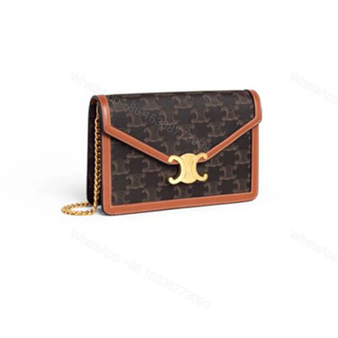 CELINE WALLET ON CHAIN MARGO in TRIOMPHE CANVAS and calfskin — view 1