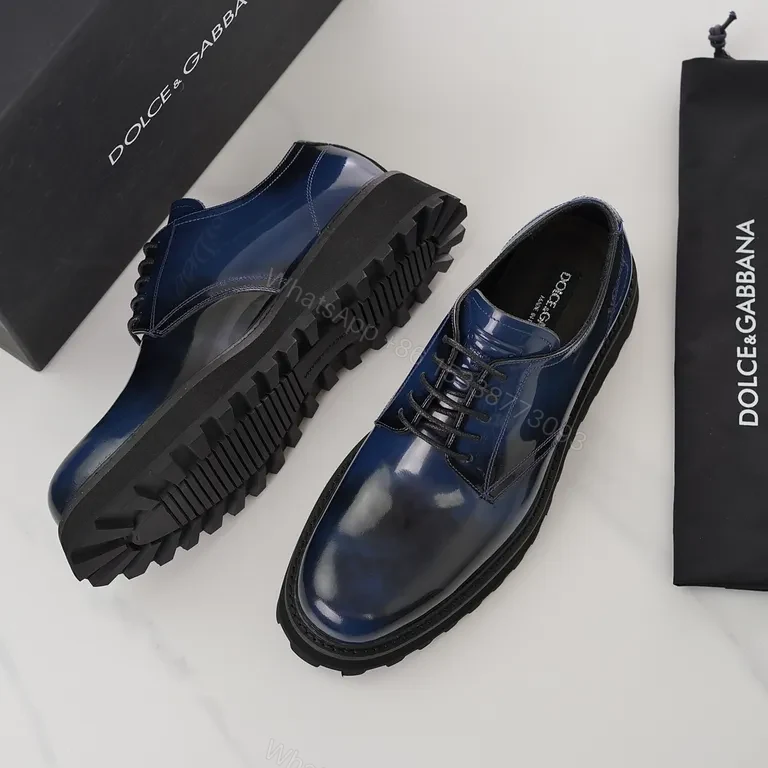 View 4 of Navy Patent Oxford with Rugged Platform Sole: Luxury Edition Dress Shoe