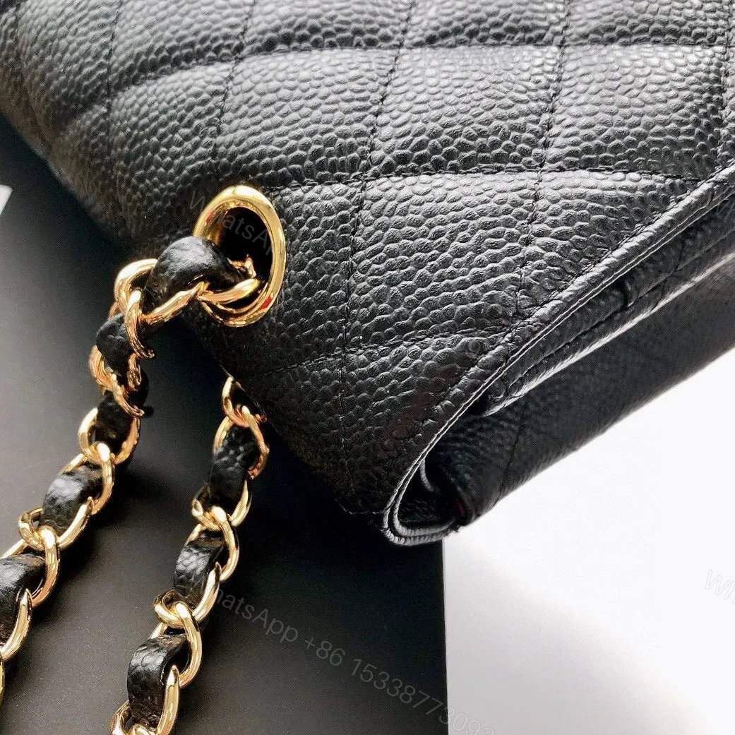 View 8 of CHANEL FLAP BAG 25 IN BLACK CAVIAR LEATHER GOLD HARDWARE