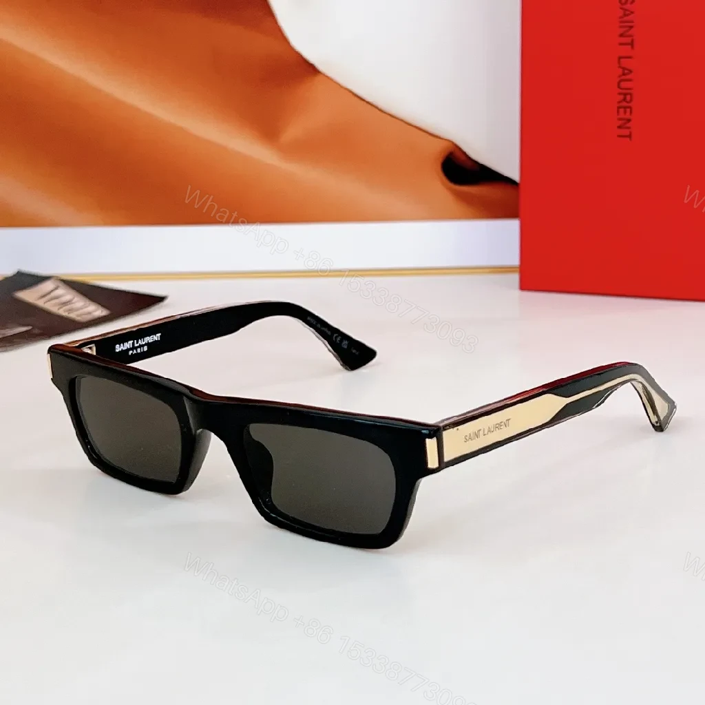 View 8 of Amber-Accent Modern Edge Sunglasses - Lightweight, Rectangular Frame