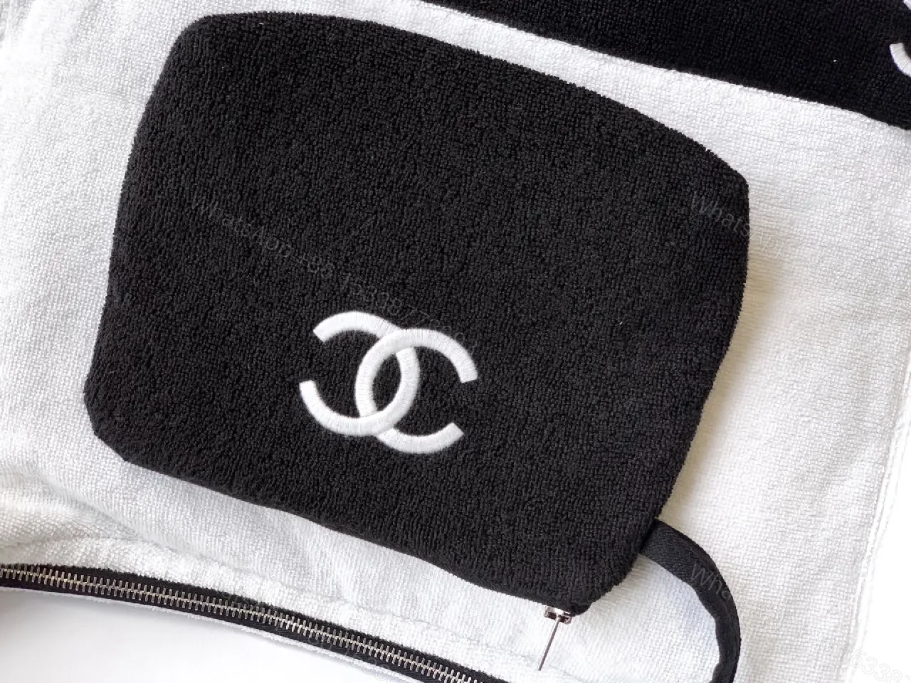 View 8 of Two-Tone Knit Slouchy Hobo Bag with Chanel-Inspired Logo