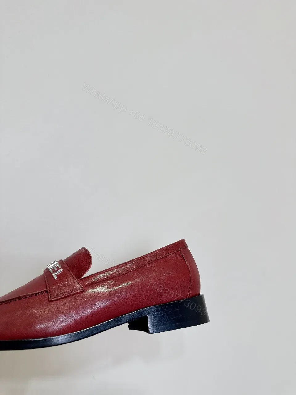 View 6 of Red Leather Loafers with Designer Strap, Moc-Stitch, All-Day Comfort