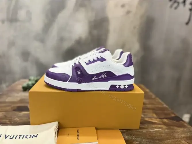 View 2 of LOUIS VUITTON TRAINE SNEAKERS IN WHITE AND PURPLE – LSVT383