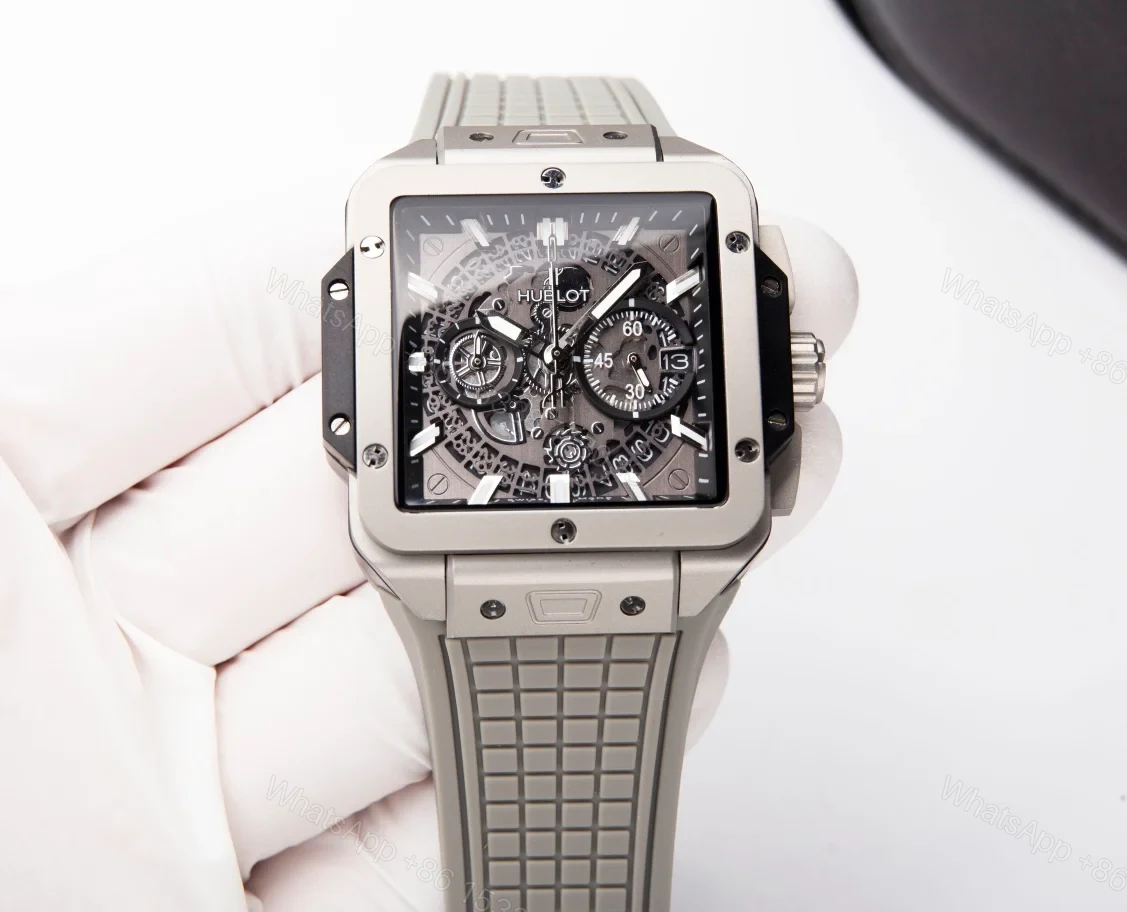 Hublot Square Bang Unico Replica 42MM Premium Grey Rubber Strap Edition RG-HUBLOT-SQUARE-GREY-42 — view 1
