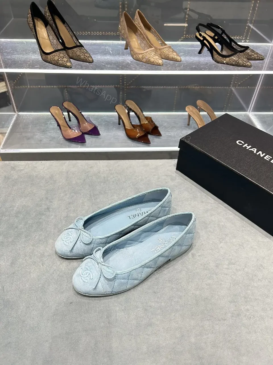 Quilted Ballet Flats with Subtle Logo Comfort Chic Flat — view 1