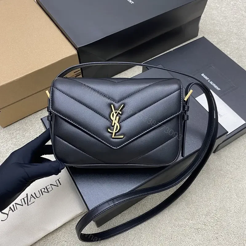Black Leather Envelope Bag - Chevron Quilted Shoulder Style, Crossbody Feature — view 1