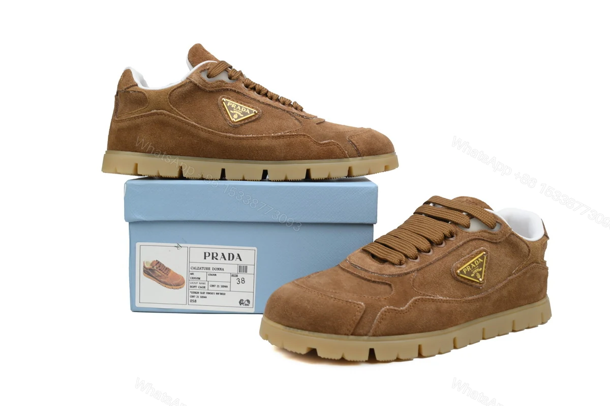 View 2 of Prada Trail Suede Sneakers Brown