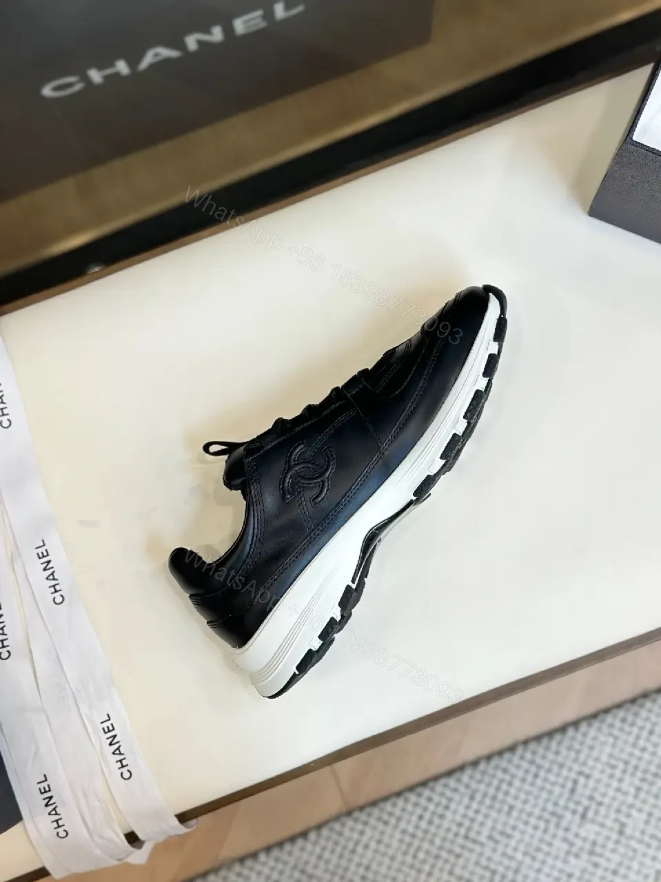 View 2 of Bold Black Leather Sneakers, Luxe Street Style, Comfort