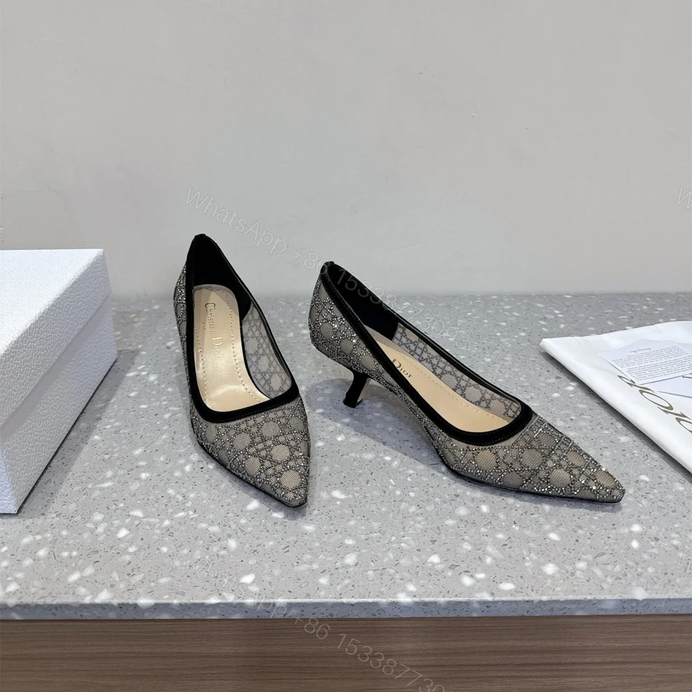 View 5 of 高仿Dior*Capture系列KDH304尖頭燙鑽高踭鞋6.5CM黑色免檢版