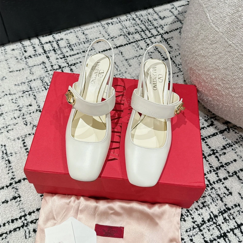 高仿Valentino*5W2S0JY方頭露跟單鞋白色6CM免檢版 — view 1