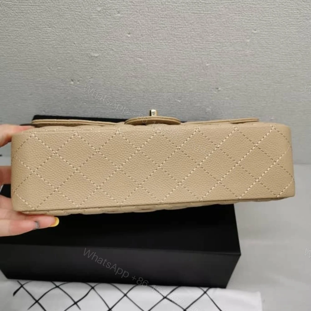 View 5 of Chanel Classic Grain Gold Hardware Handbag Beige 25Cm A01112