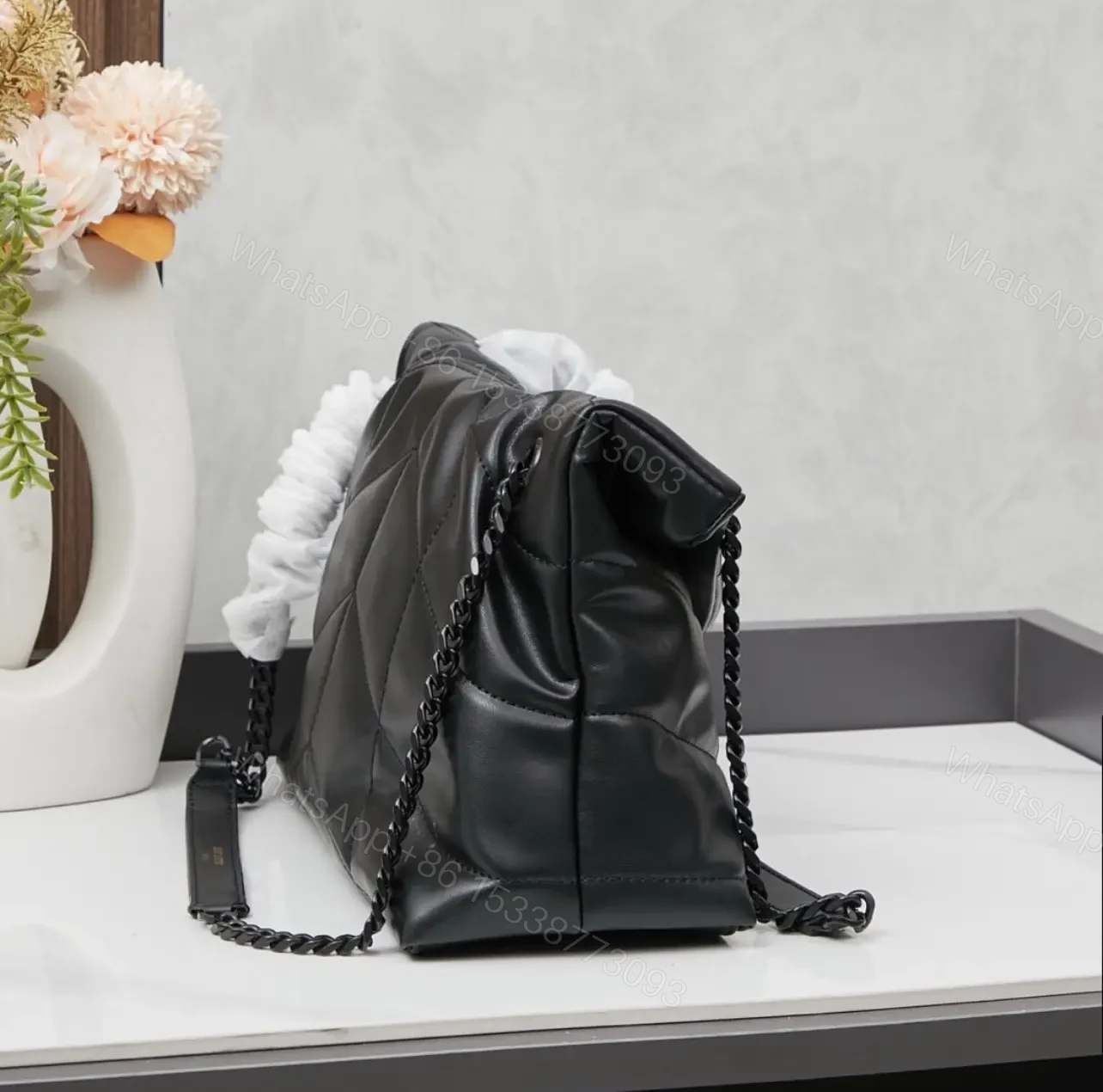 View 6 of Saint Laurent Puffer Loulou medium shoulder bag in black
