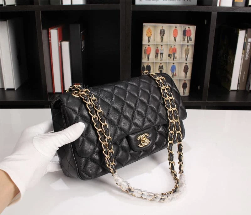 View 2 of Chanel Classic Flap Black Gold Hardware 25Cm
