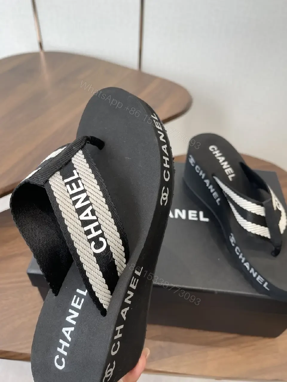 View 9 of Chic Black Foam Sandals with Signature Logo Straps