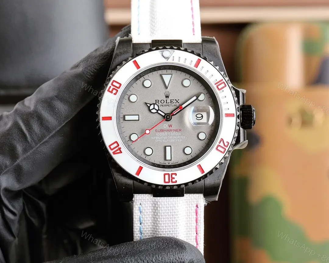 Best Rolex Submariner Glacial replica 40MM White Fabric Strap Edition RG-SUBMARINER-GLACIAL-WHITE-FABRIC-40 — view 1