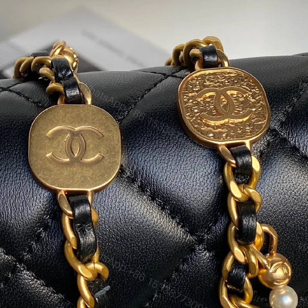View 2 of Chic Black Quilted Mini Bag with Gold Chain