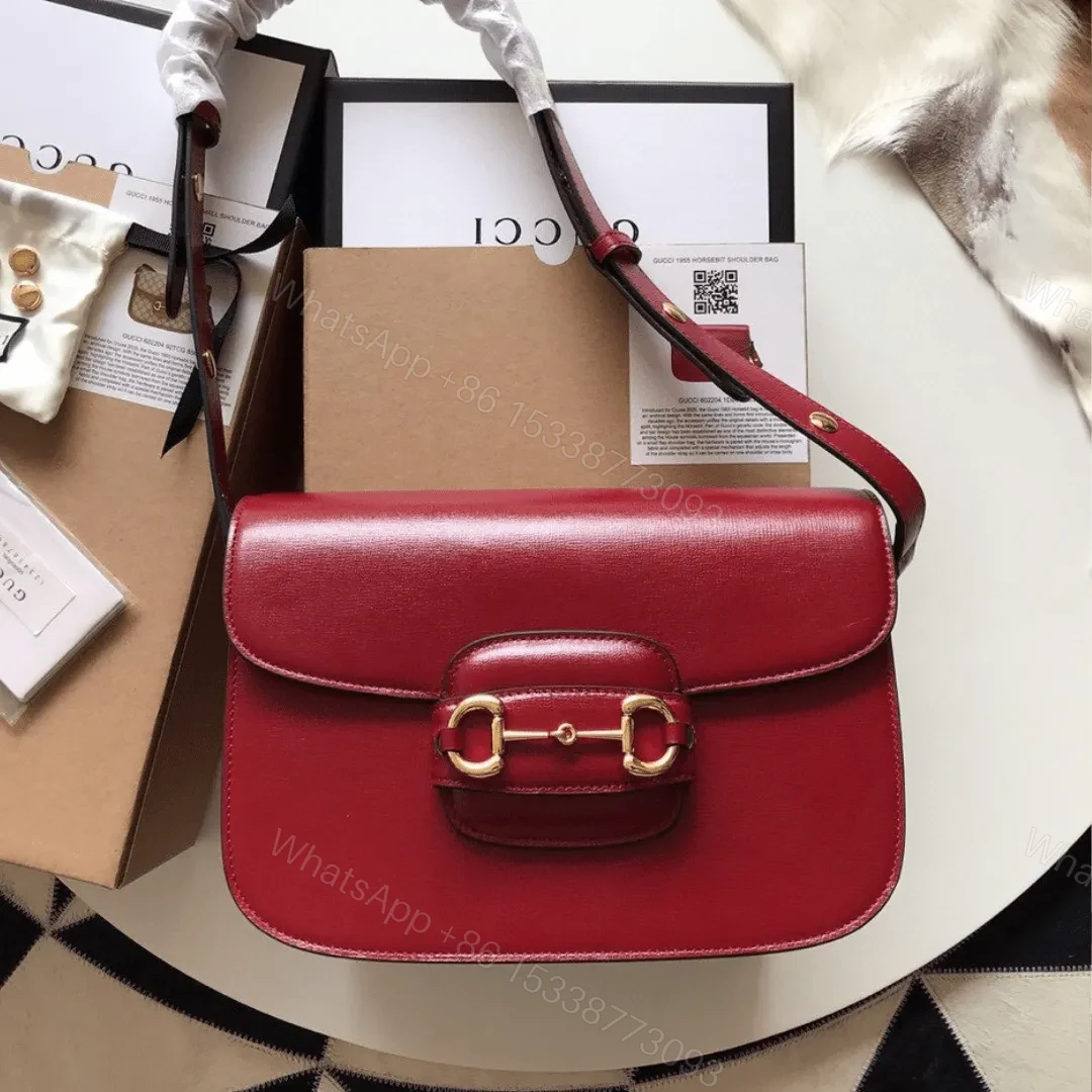 Gucci 1955 Horsebit Women’s Handbag Super Smooth Red Leather 25cm — view 1
