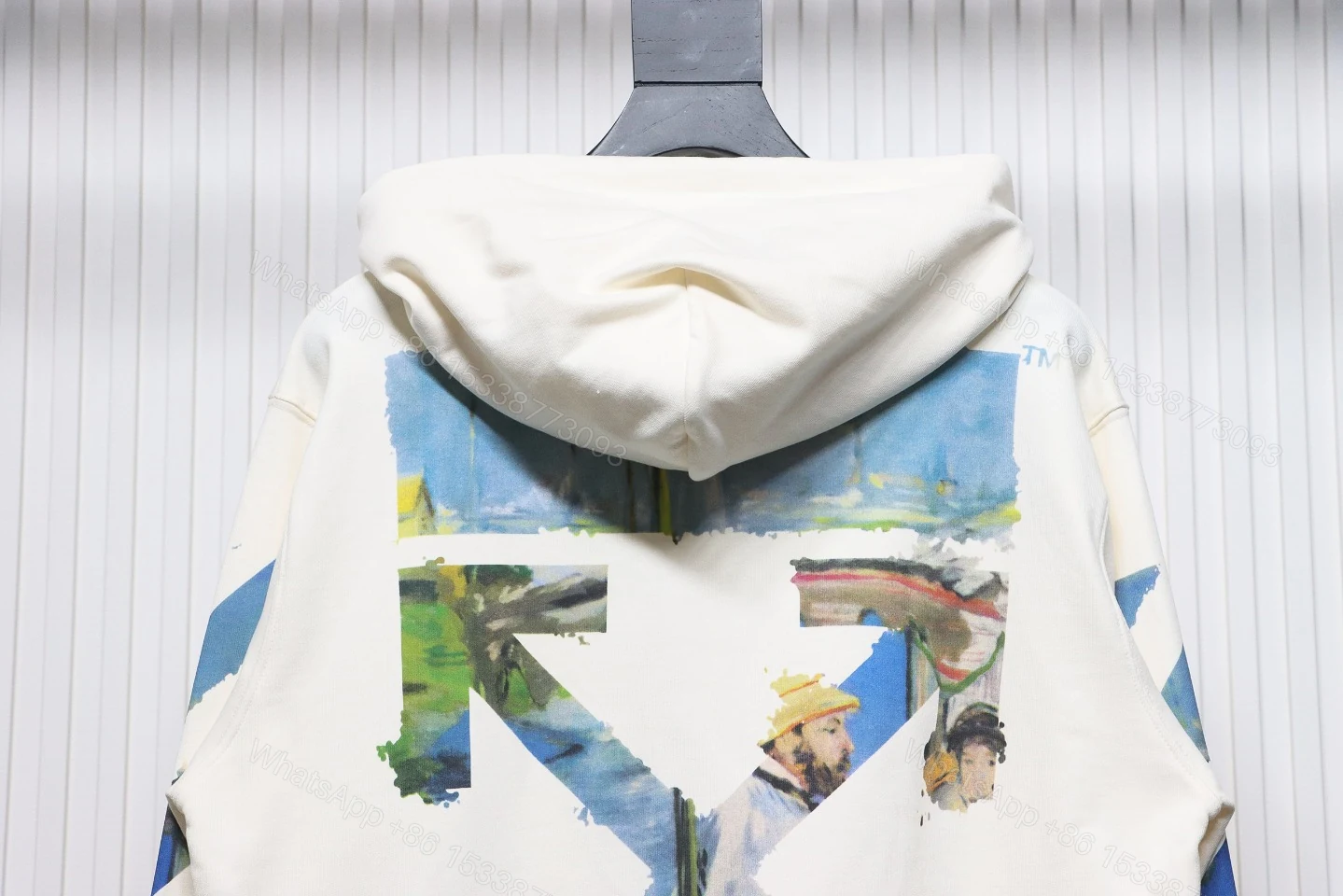 View 2 of Off-White Oil Painting Printed White Zipper Hoodie