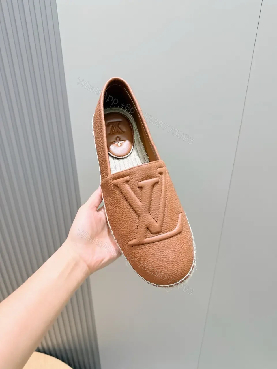 View 6 of Textured Leather Espadrille Loafers - Monogram Luxury Comfort