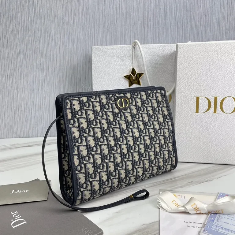 View 7 of Dior-Inspired Pattern Jacquard Crossbody Bag