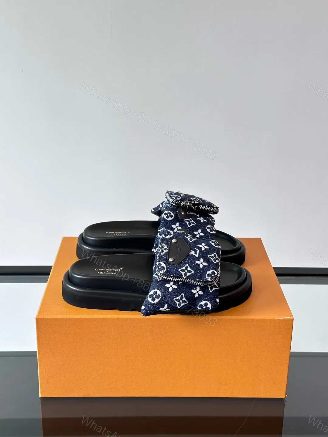 LV Men Navy Fabric Slides — view 1