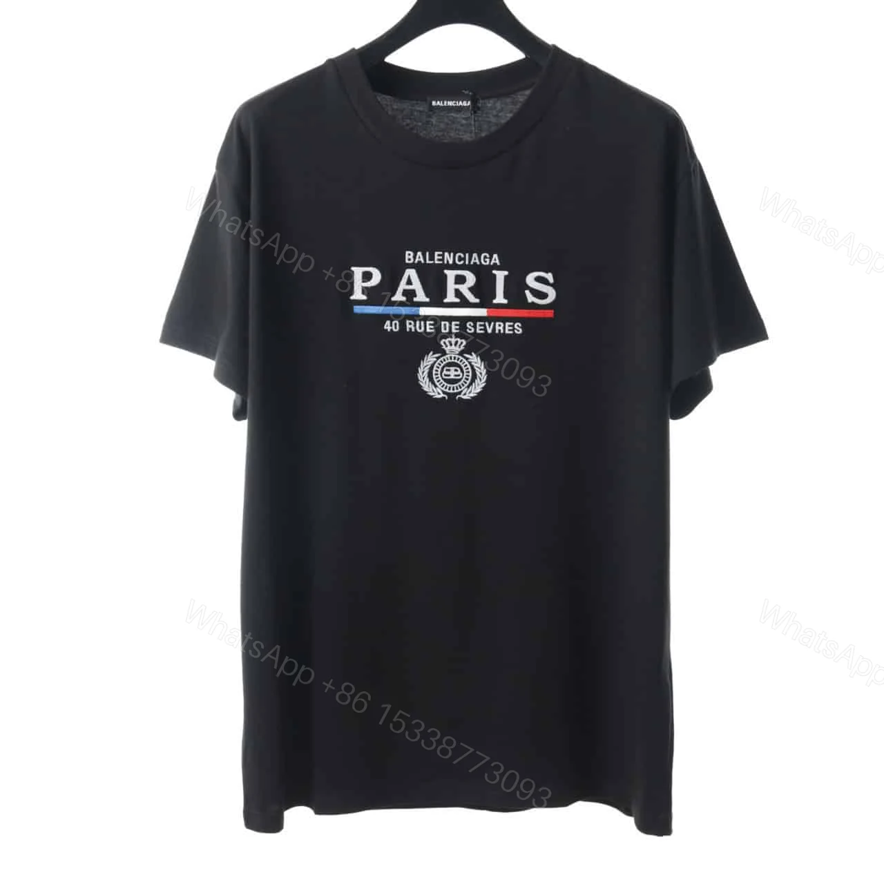 BALENCIAGA CROWN EMBROIDERED BLACK T SHIRT — view 1