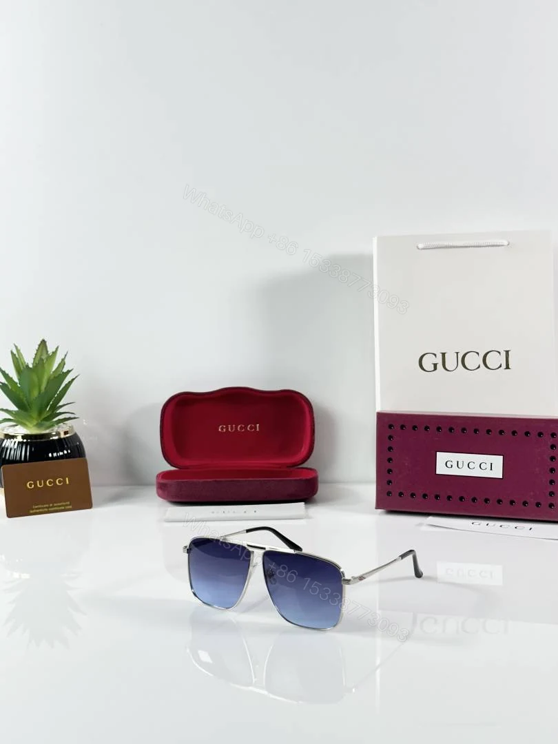 First Copy Gucci 0840 Silver Blue Sunglasses — view 1