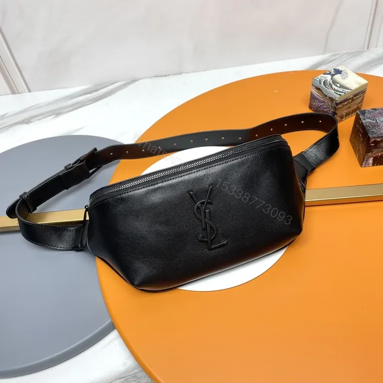 Compact Leather Belt Bag — Subtle YSL Monogram, All-Day Luxury — view 1