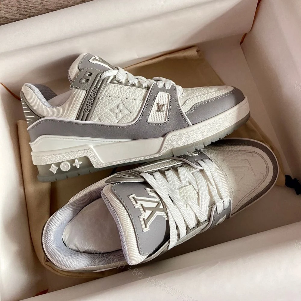 View 3 of Louis Vuitton LV Trainer Sneaker Grey White 1A8KBA
