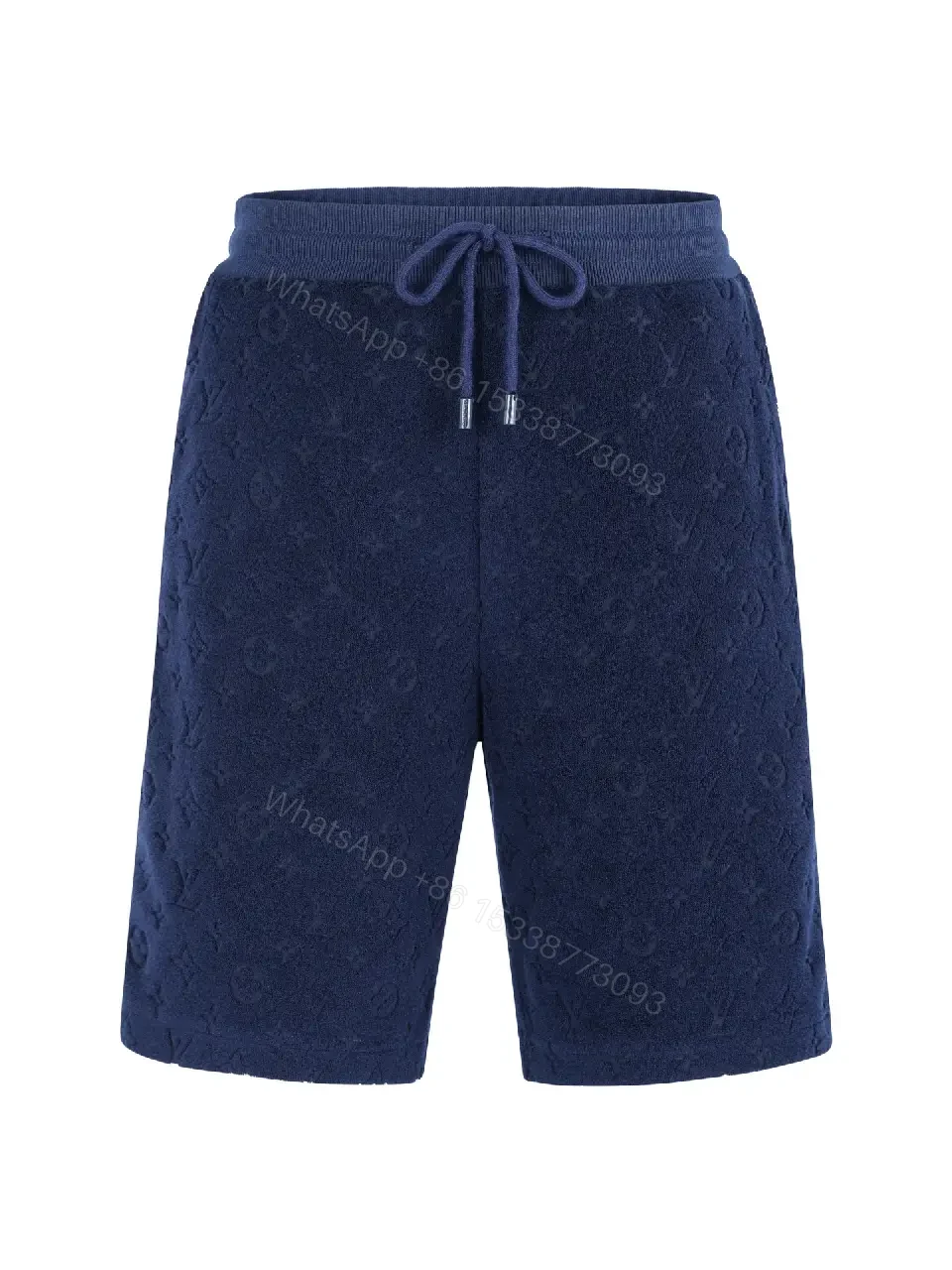 View 9 of Navy Cotton Louis Vuitton-Patterned Drawstring Shorts