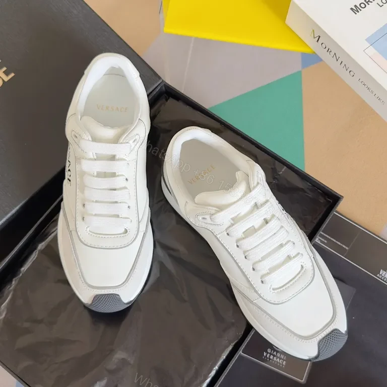 View 2 of Versace-Inspired White Leather Sneakers: Lux, Everyday Chic