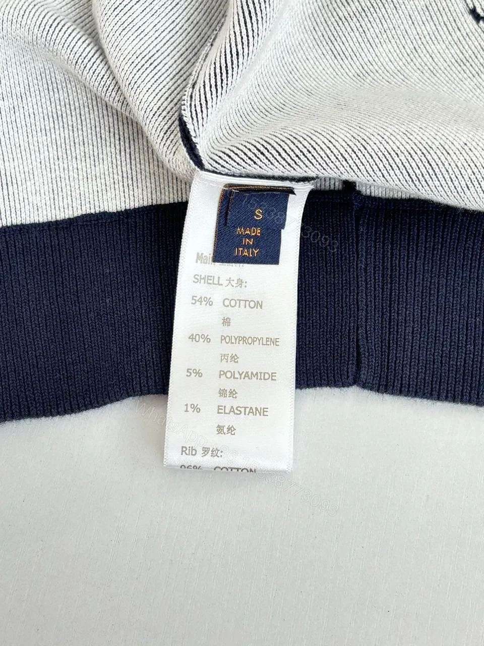 View 3 of Navy Corduroy Zip Hoodie with Luxury Logo Accent