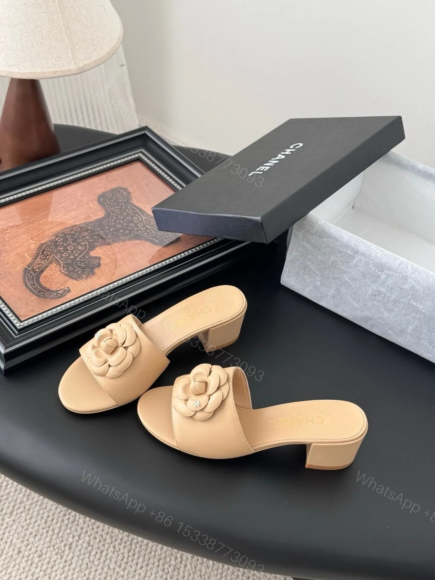 View 2 of Chanel Women Beige Leather Mules