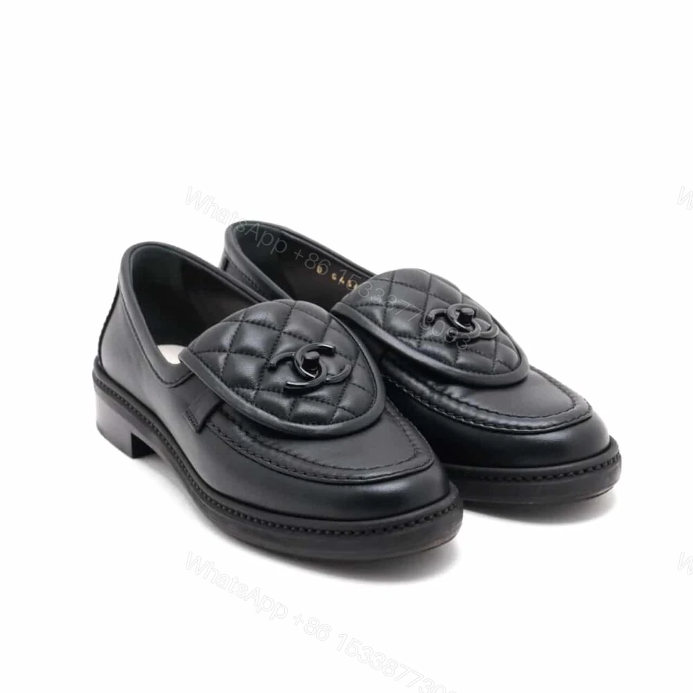 Chanel CC Nib Turnlock Moccasins Flat Loafers Black — view 1