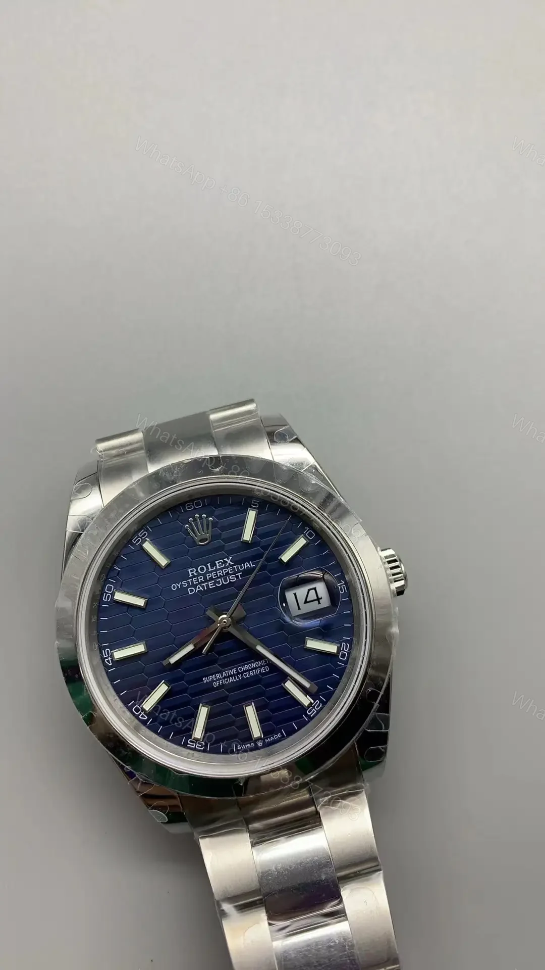 View 2 of Rolex Datejust 41 Stainless Steel Smooth Oyster Blue Dial 126300-0001
